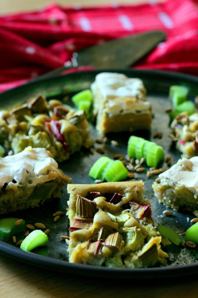 Rhubarb Cake with Aquafaba Baiser