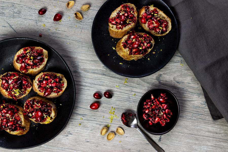 Cranberry Granatapfel Bruschetta