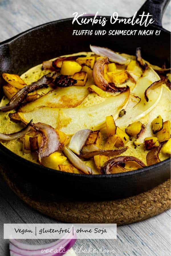 Veganes Kichererbsen Omelette mit Kürbis und Zwiebeln für ein gesunde Frühstücksidee (glutenfrei)