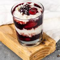 Vegan Rice Pudding with warm cherries