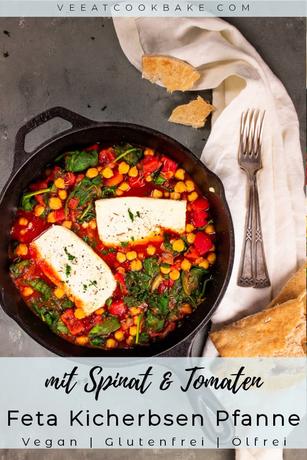 Vegane Feta Kicherbsen Pfanne mit Spinat (ölfrei, glutenfrei) Ve Eat