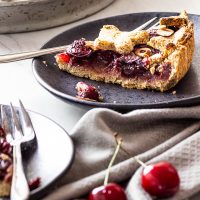Homemade Healthy Vegan Cherry Pie with Whole Grains