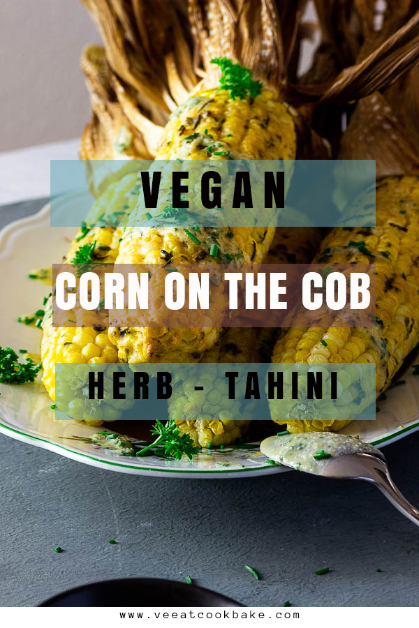 vegan corn on the cob with tahini sauce