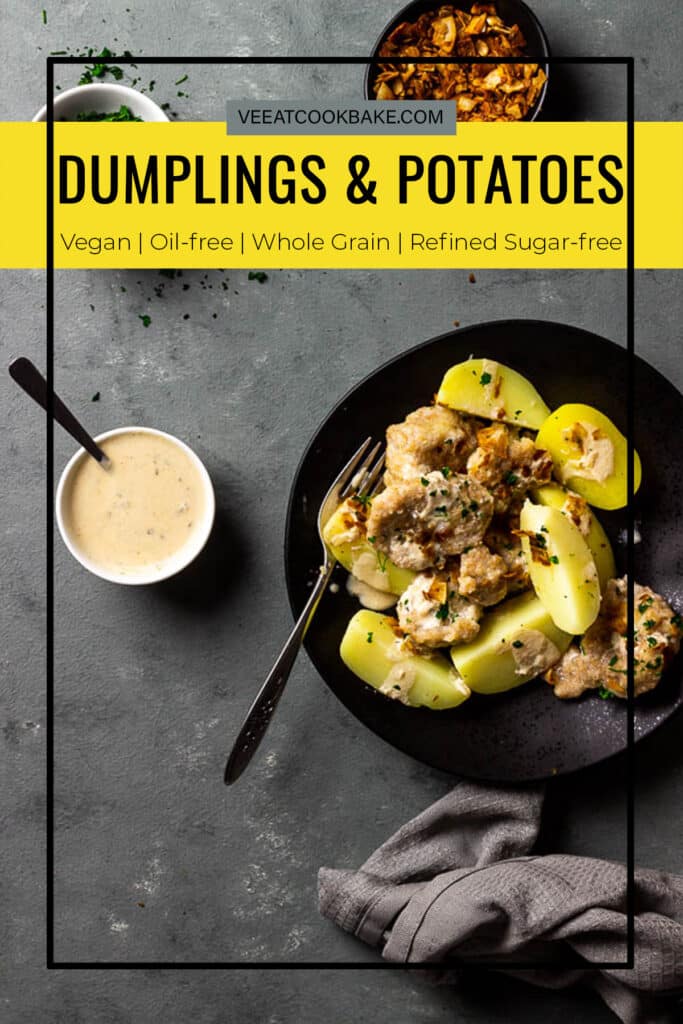 Vegan Dumplings (flour) with potatoes and cream sauce