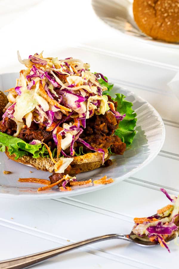 vegan Sloppy Joes with Tahini Coleslaw