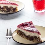 Vegan Chocolate Cherry Cheesecake with a Cherry Jello Topping