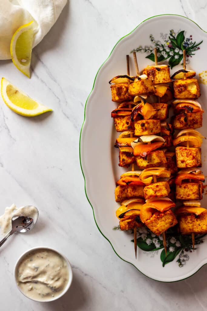 vegan grilled tofu skewers wfpb