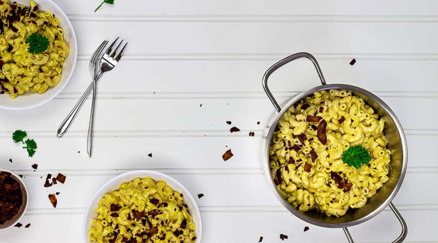 Healthy Vegan Mac and Cheese with Bacon Ve Eat Cook Bake