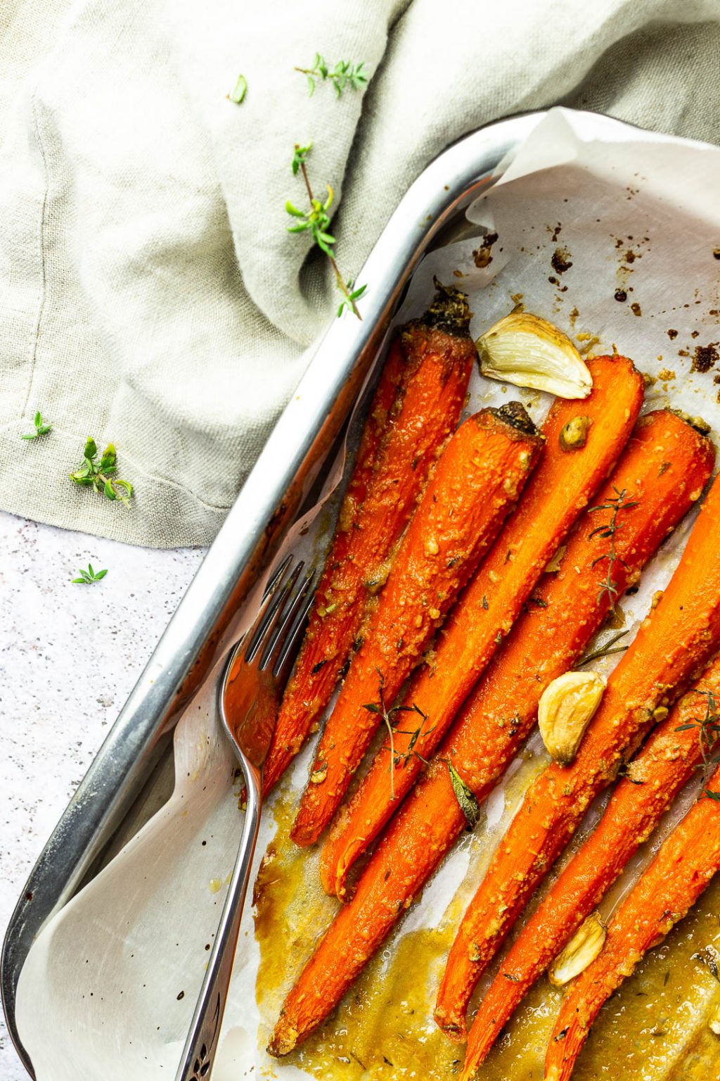 Vegan Maple Glazed Carrots made without oil in a pan.