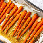 Vegan Maple Glazed Carrots made without oil in a pan.