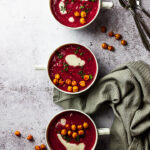 Vegan Ginger Cardamon Red Beet Soup for your next dinner or appetizer.