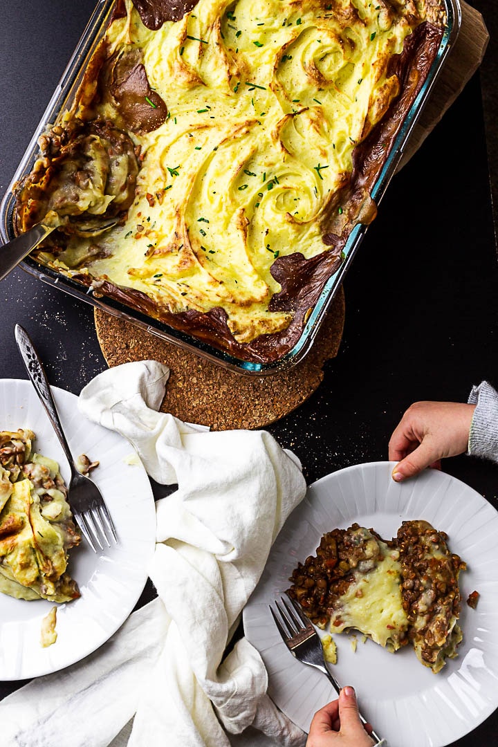 Veganer Sheperds Pie mit Kartoffelbrei und Linsen