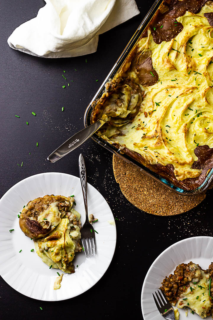 Veganer Sheperds Pie mit Kartoffelbrei und Linsen