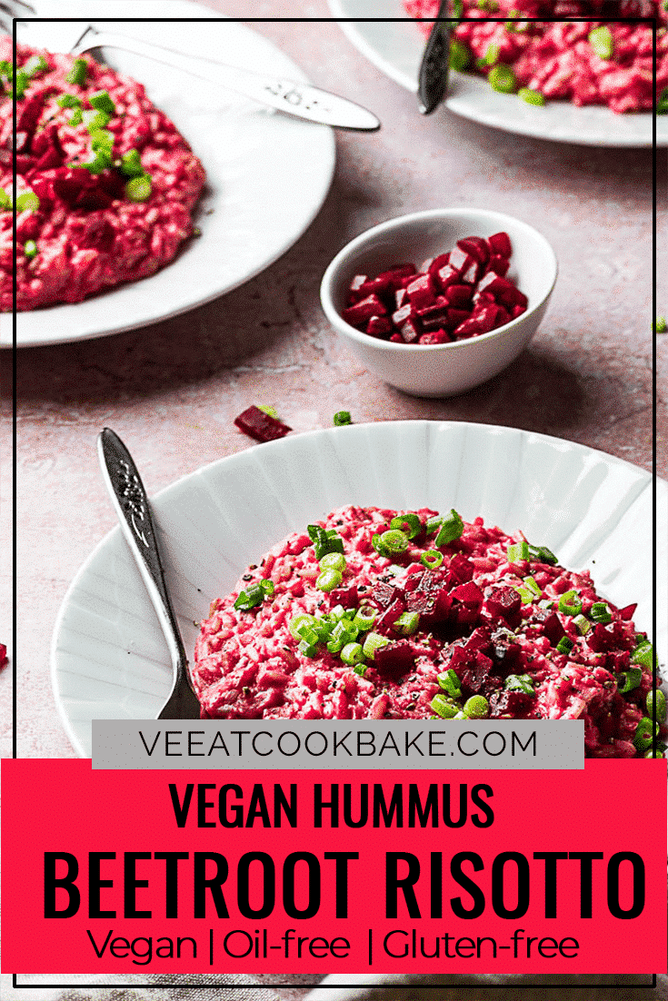 Easy and Quick vegan Beetroot Risotto with Hummus