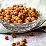 Oven Baked Crispy Chickpeas in a bowl made without oil. A perfect vegan snack