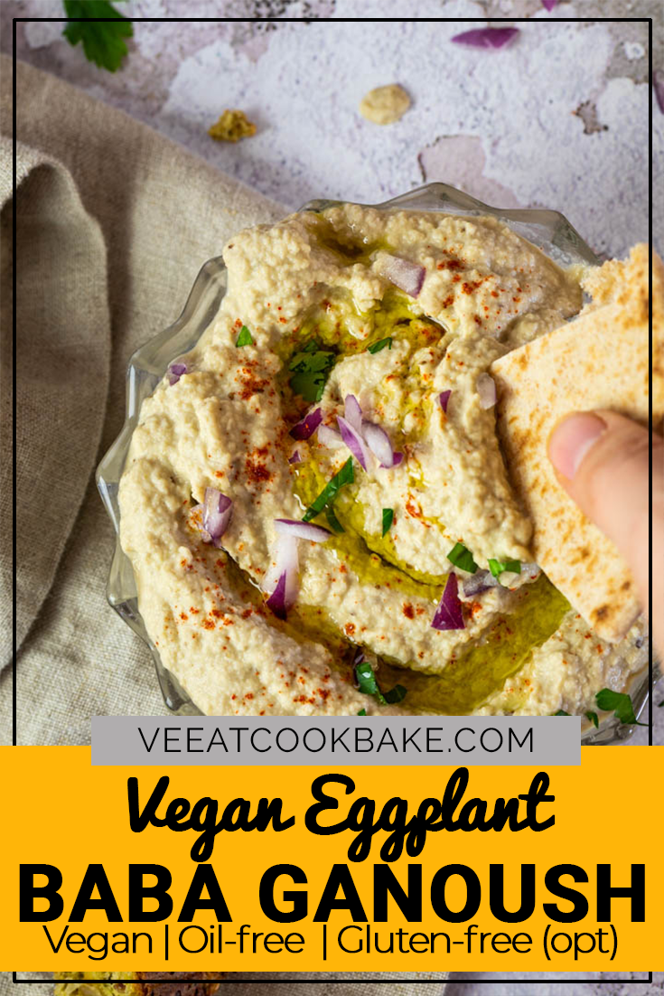 Vegan Baba Ganoush is a Eggplant (Aubergine) Tahini Dip of the middle eastern cousine (wfpb)