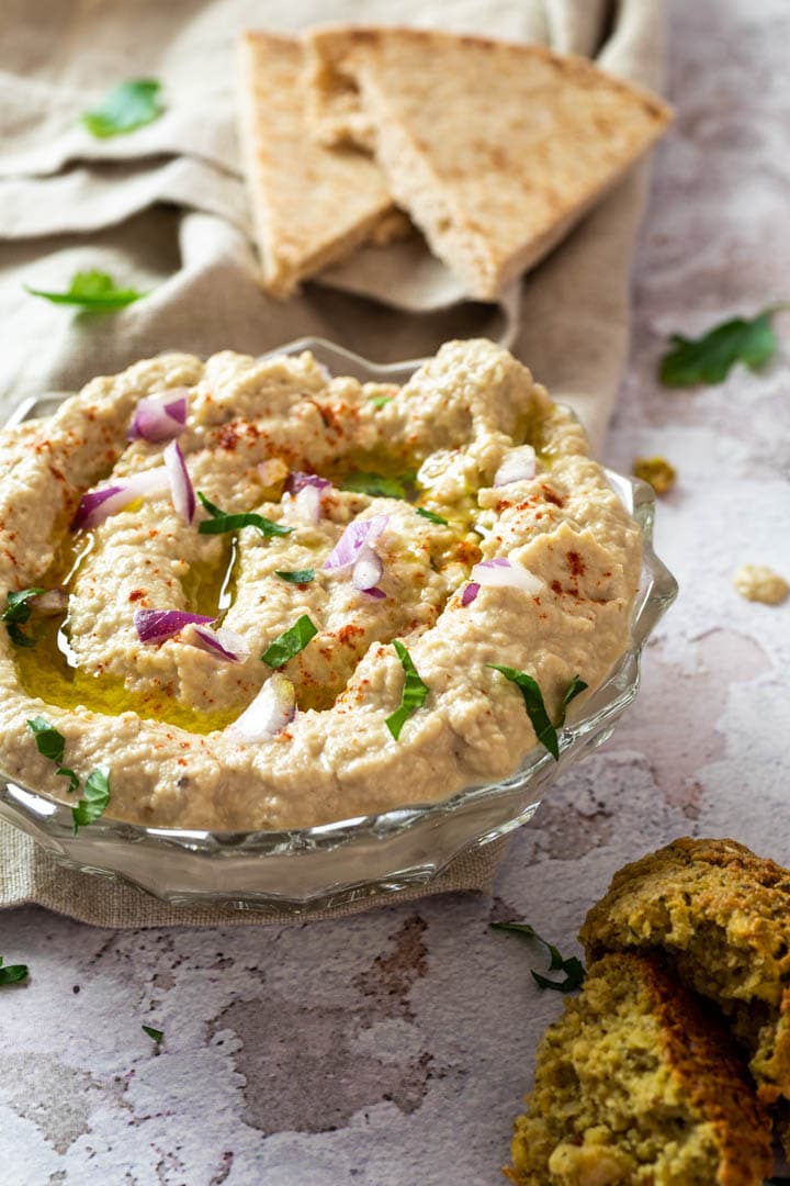 Vegan Baba Ganoush is a Eggplant (Aubergine) Tahini Dip of the middle eastern cousine (wfpb)