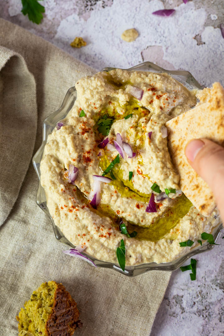 Vegan Baba Ganoush is a Eggplant (Aubergine) Tahini Dip of the middle eastern cousine (wfpb)