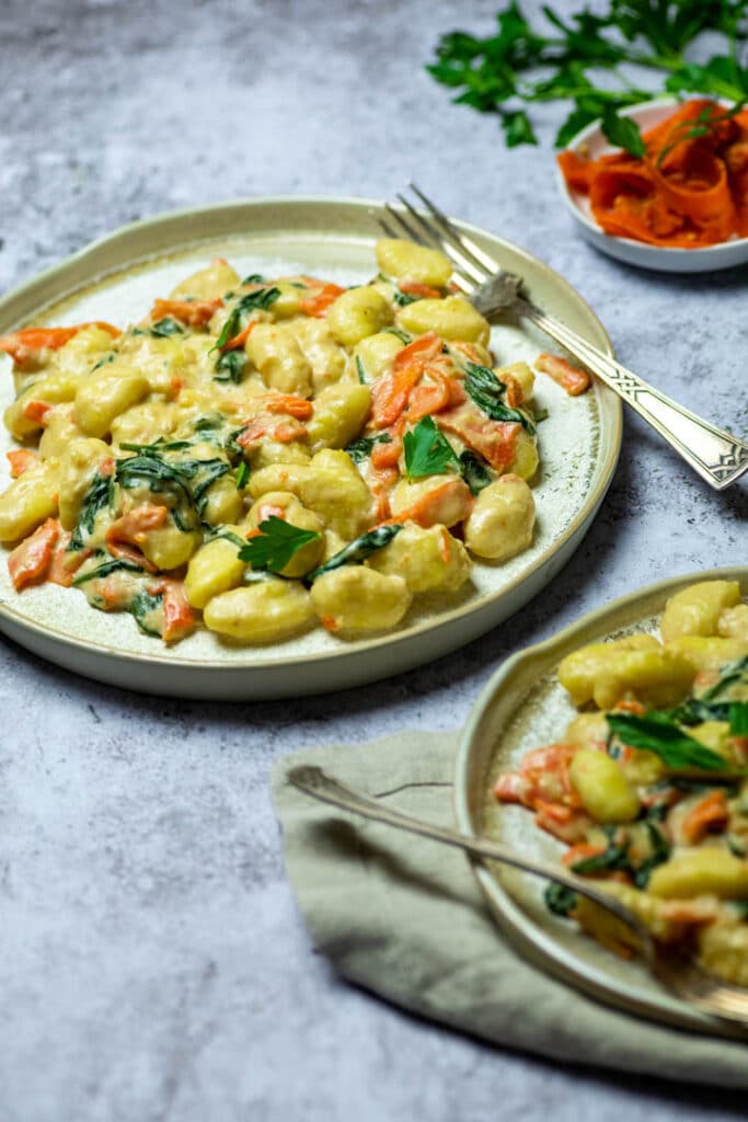 Vegan Gnocchi with Salmon & Spinach Ve Eat Cook Bake