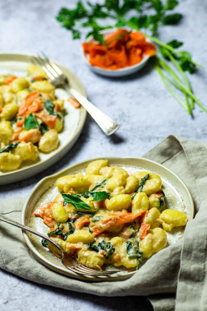 Vegan Gnocchi with Salmon & Spinach Ve Eat Cook Bake