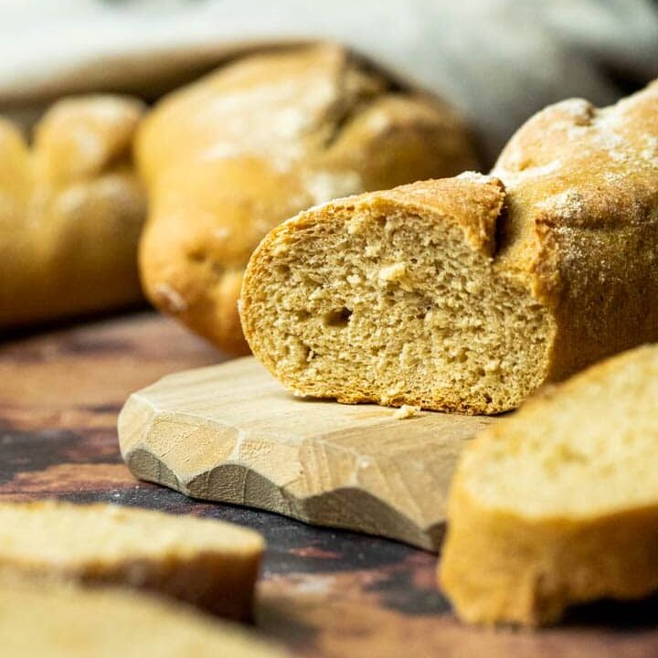 light wheat flour baguette, baked goods for cooking with bread