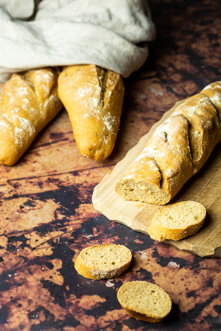 Authentic french whole wheat baguette. Artisan baguette bread recipe made with 100% Whole wheat. (vegan, wfpb)