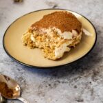 Piece of vegan Tiramisu on a Plate