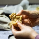 Inside of a vegan garlic knot