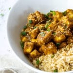 Close up of vegan orange tofu