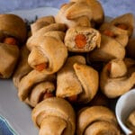 Close up of vegan carrots in a blanket