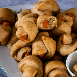 Close up of vegan carrots in a blanket