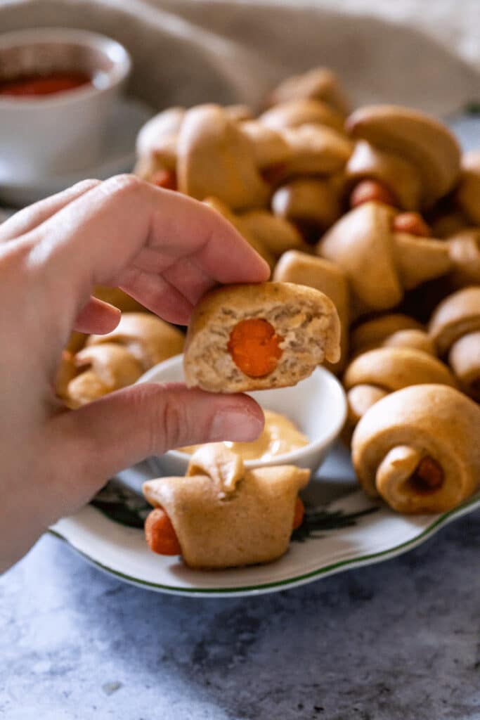 Vegan Mini Carrots in a Blanket (Pigs in a Blanket) wfpb Ve Eat