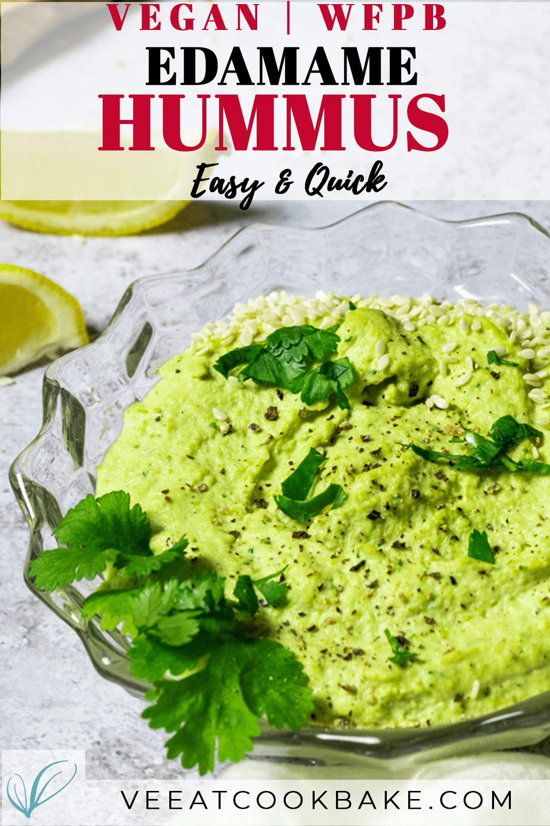 Edamame Hummus Graphic for Pinterest with textlayover