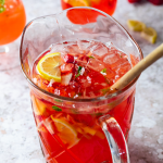 Pitcher full of Strawberry Basil Lemonade