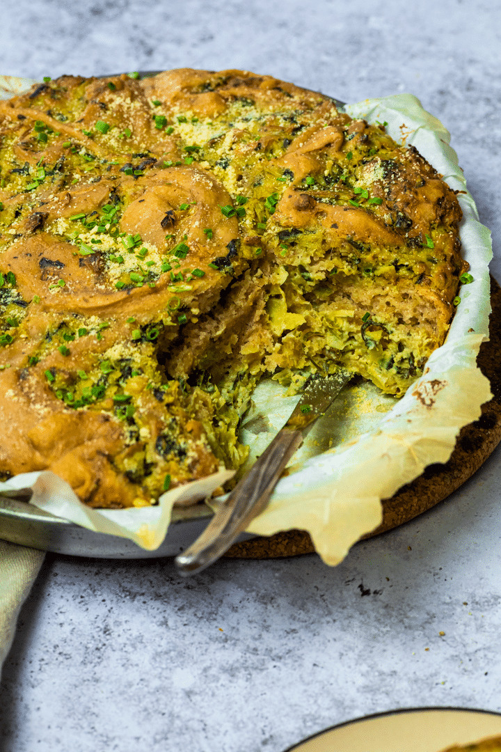 Close up of vegan artichoke spinach pinwheels