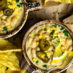 Close up of vegan white chili