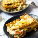 Close up of the vegan white lasagna