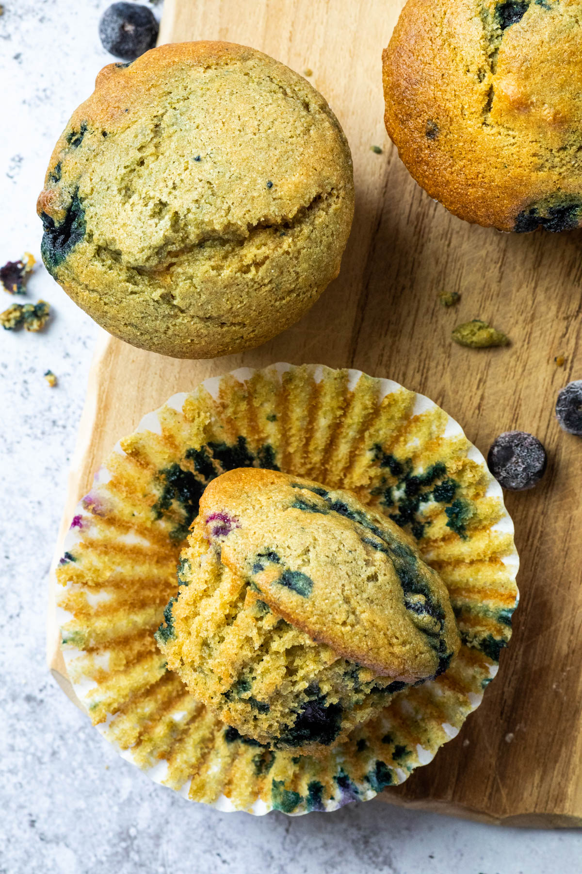 Close up of the blueberry muffins