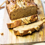 Vegan Whole food plant-based banana bread with the cutted side in focus