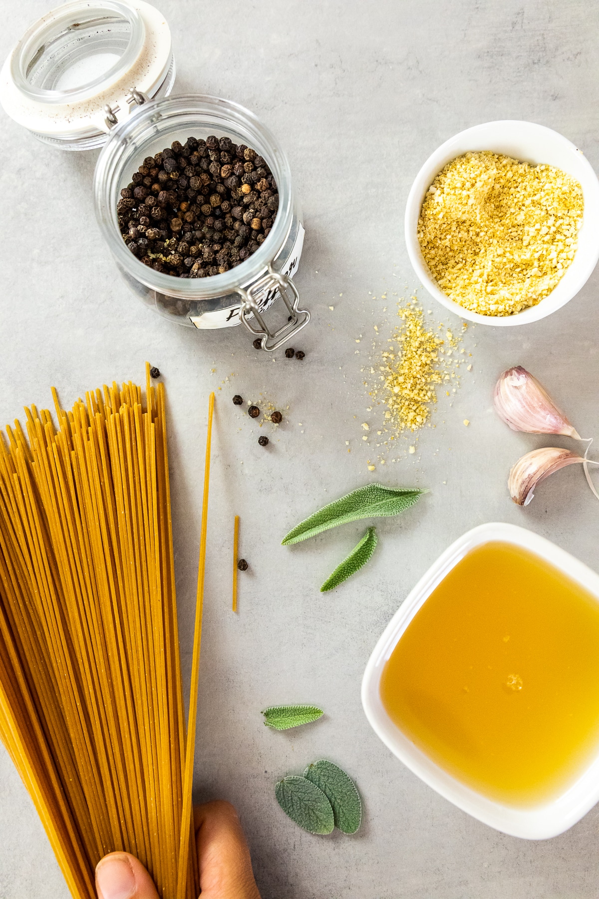 Ingredient shot for sage spaghetti