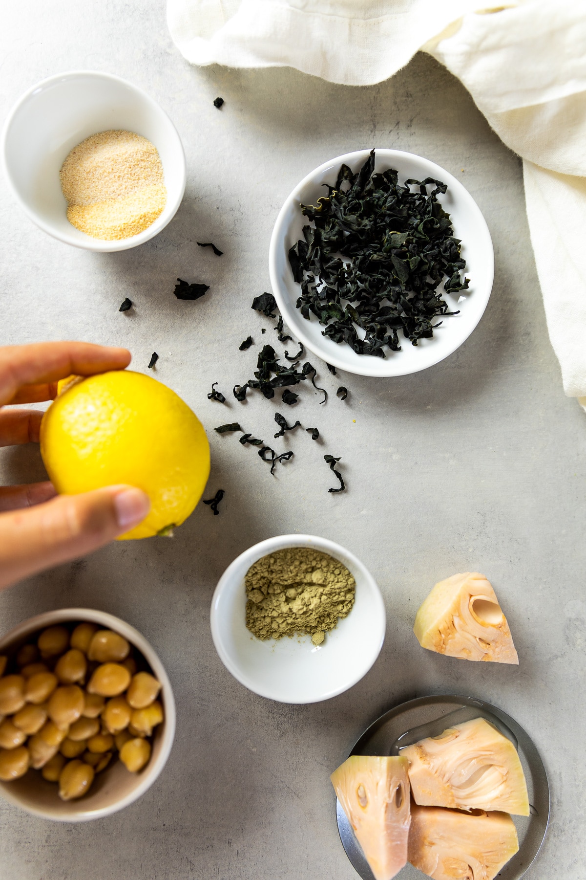 Ingredient shot for the vegan tuna salad sandwich