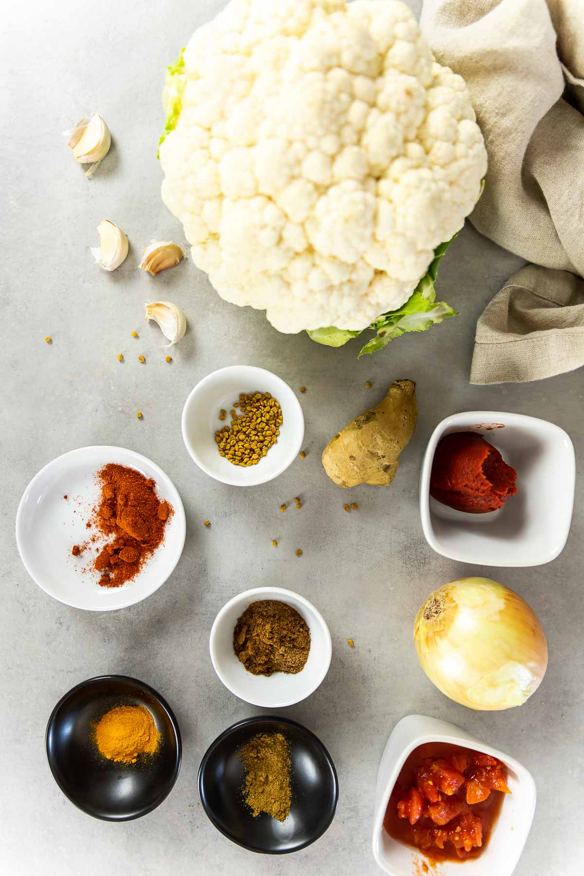 Ingredients for the vegan butter cauliflower