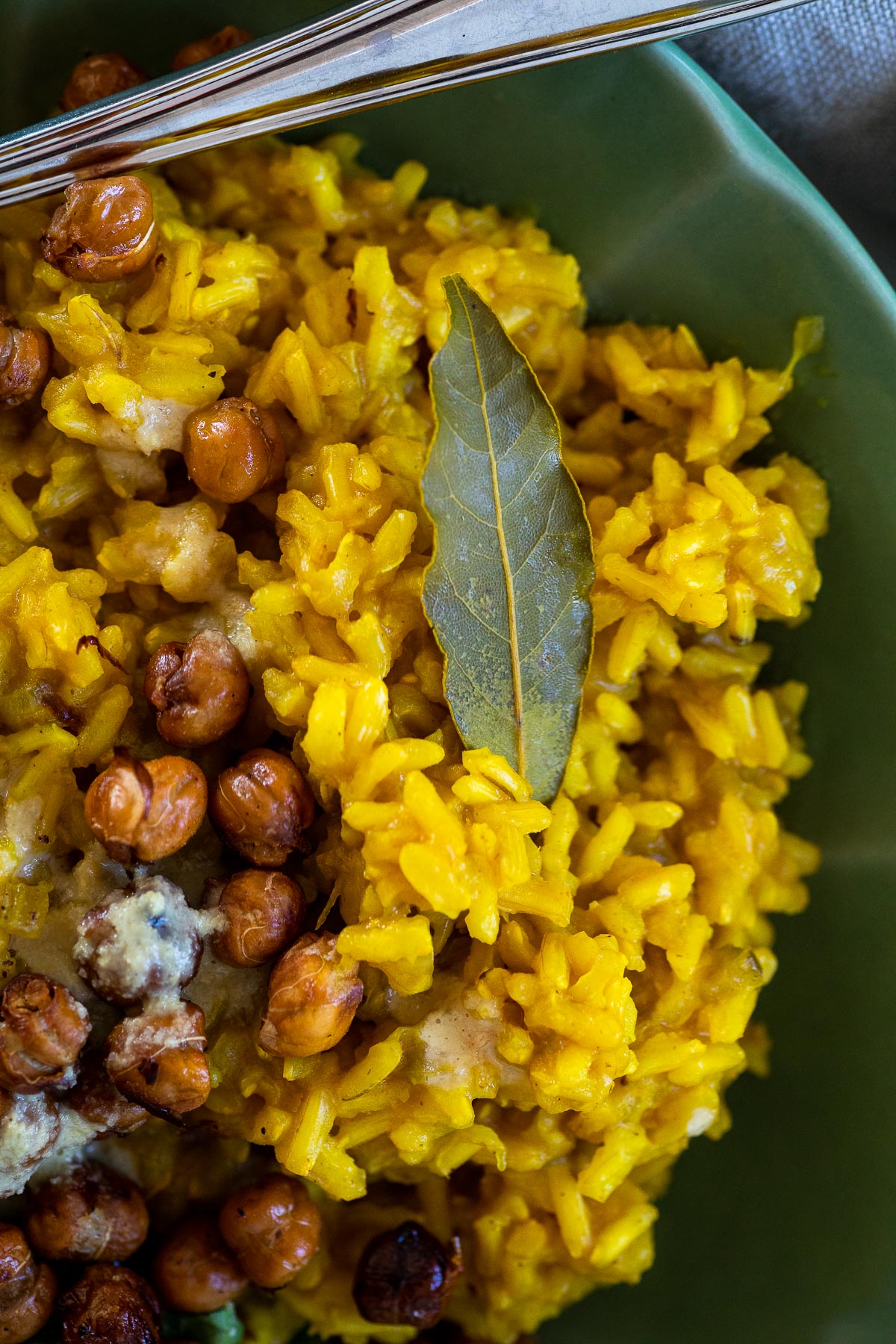 Close up of the turmeric rice.