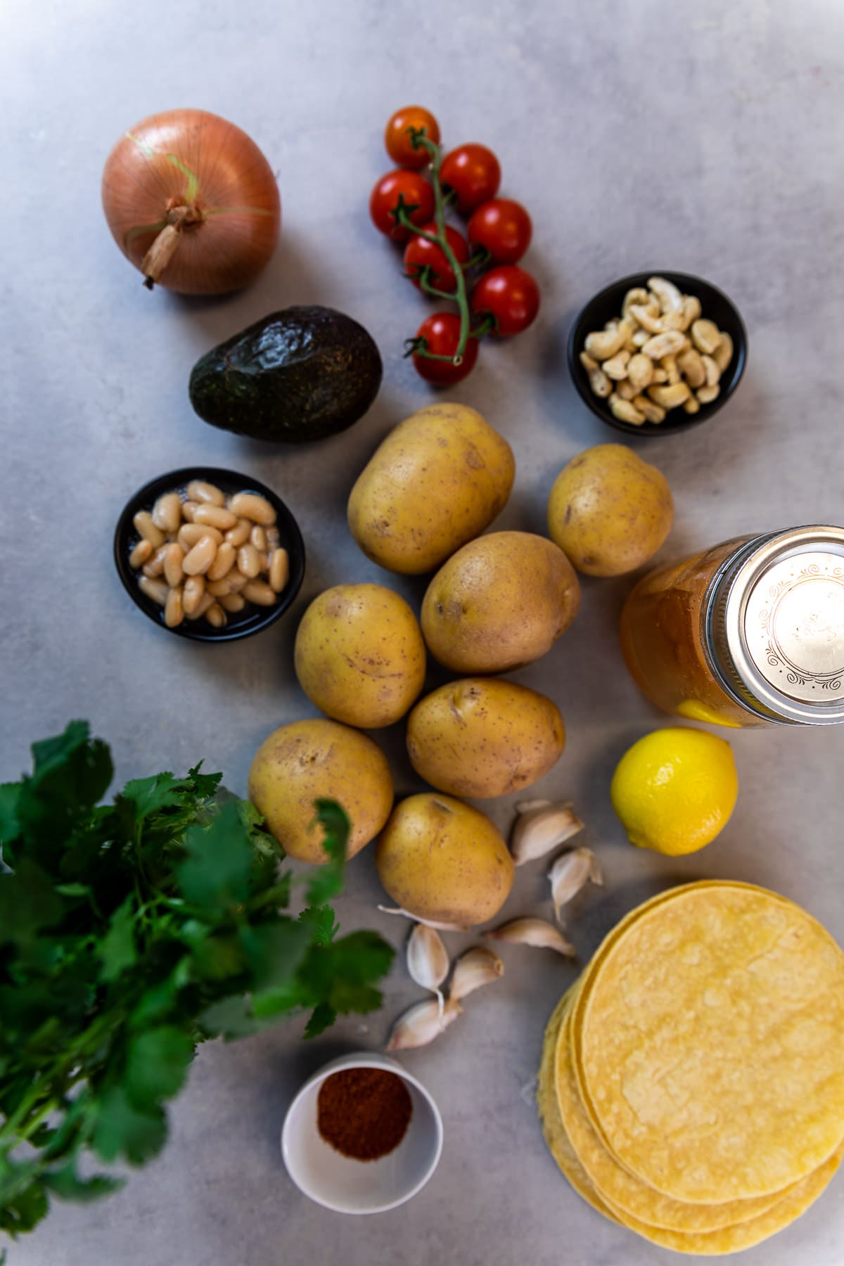 Ingredients for the potato tacos