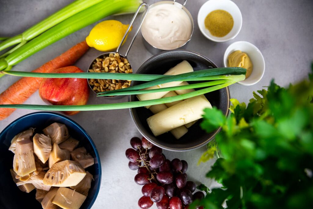 Ingredients for the vegan chicken salad