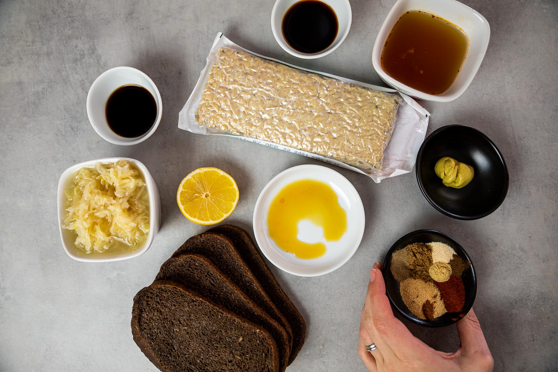 Ingredients for the Reuben sandwich