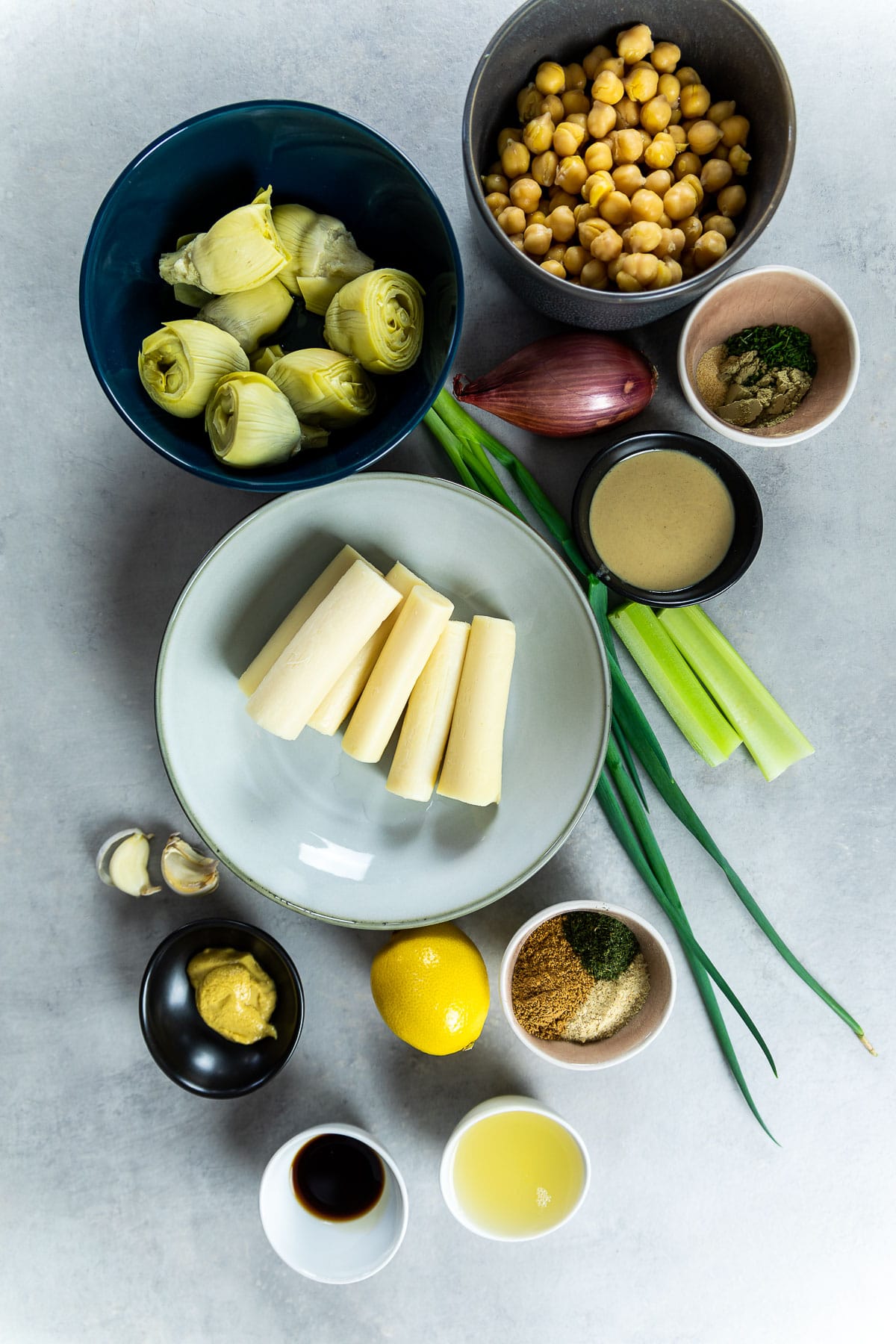 Ingredient shot of the vegan crab cakes