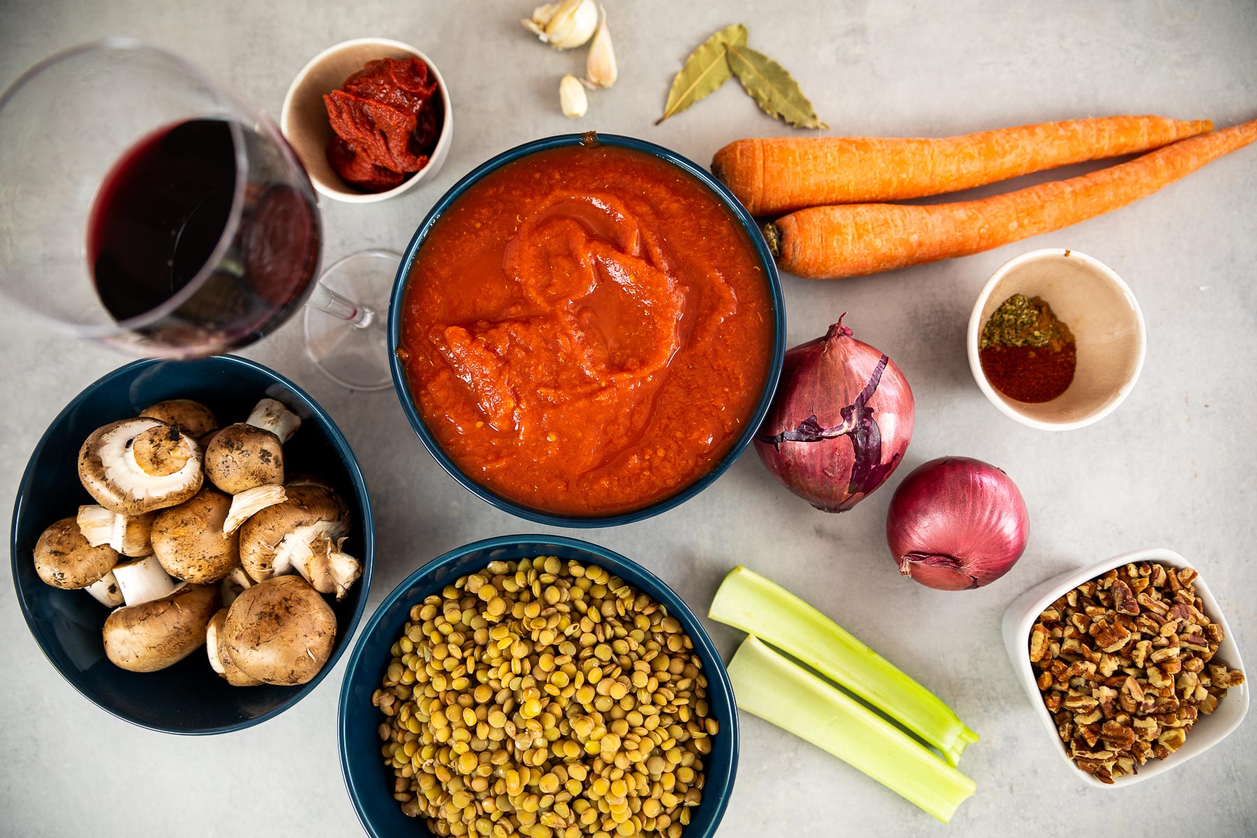 Ingredient shot of the vegan moussaka sauce