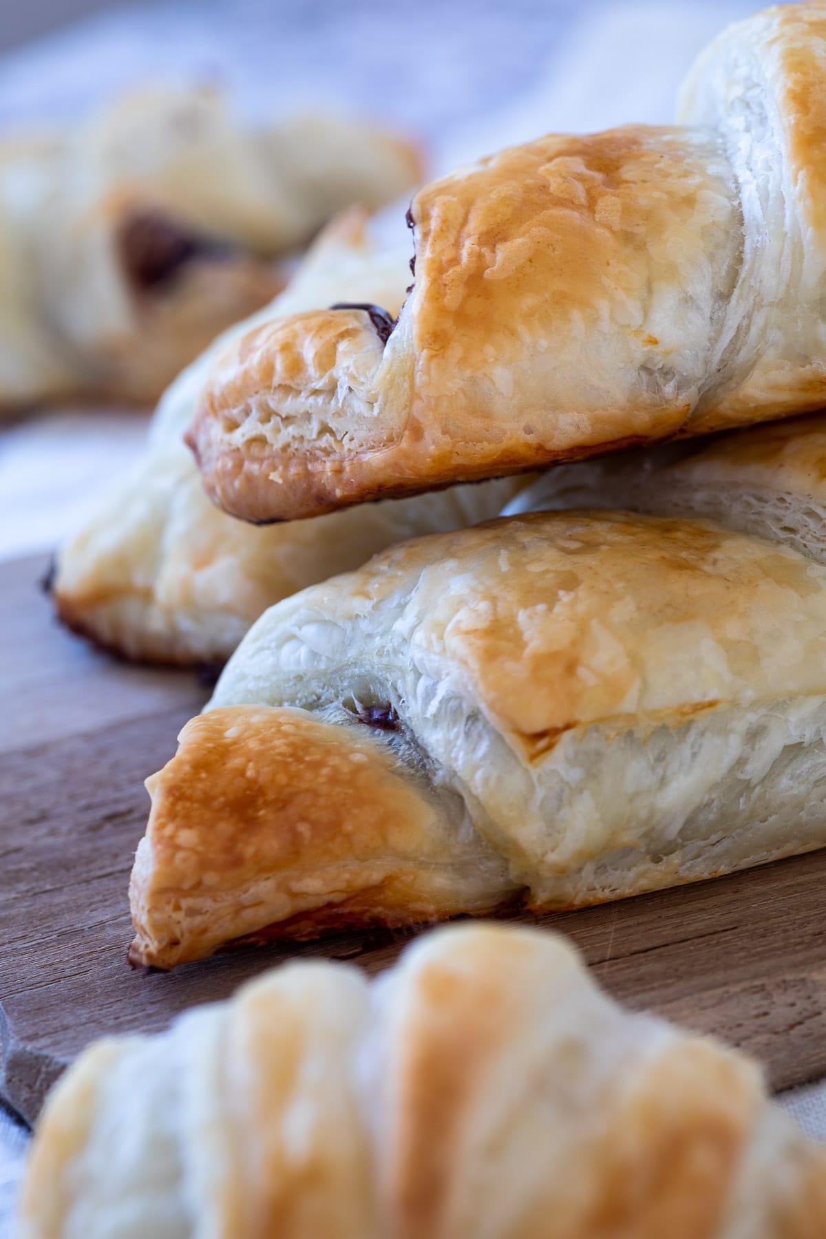 Close up of chocolate croissants