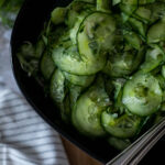 Close up of an oil free cucumber salad